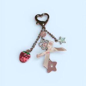Easter Pink Heart Charm Purse Charm Keychain